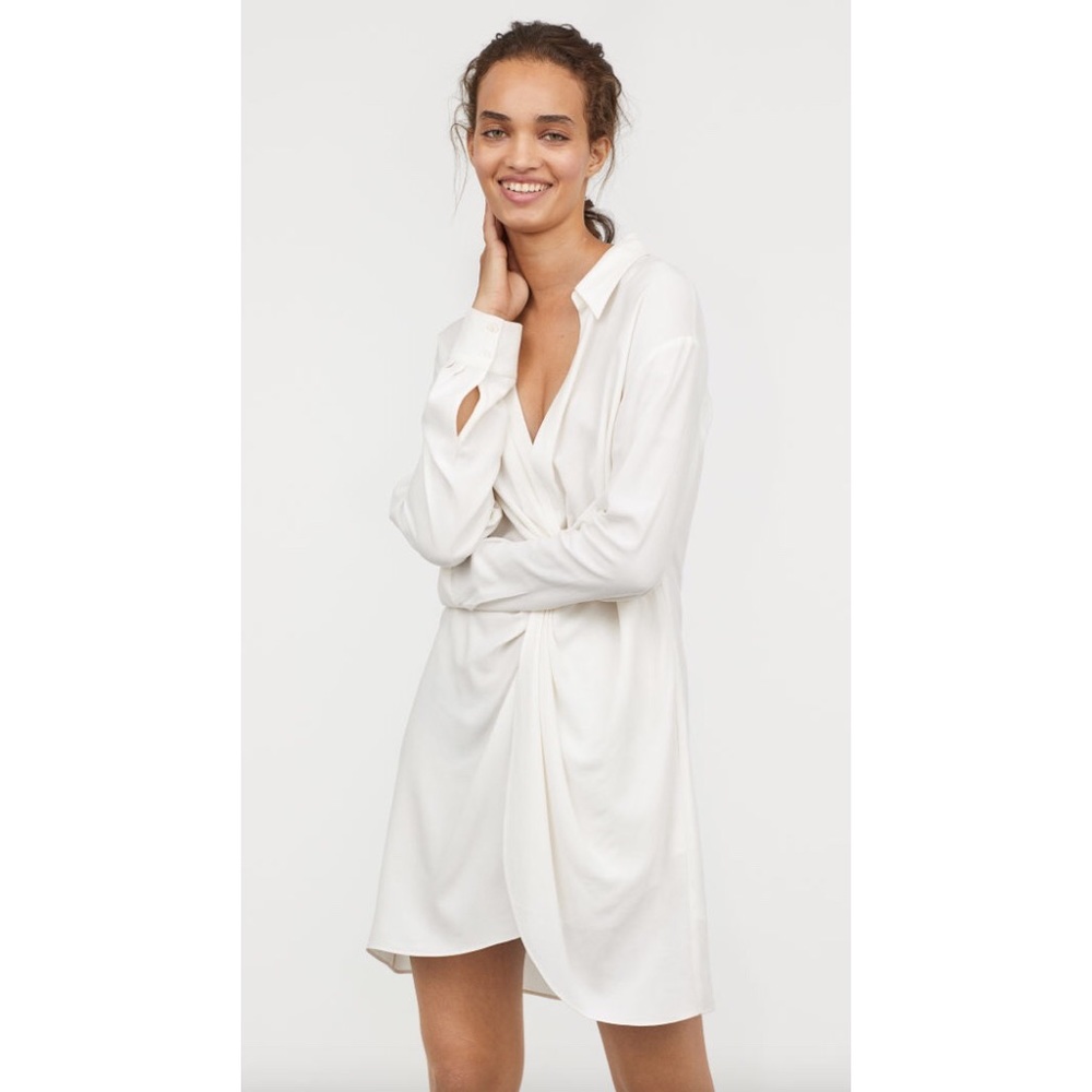 H&M White Twist Front Dress